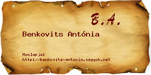 Benkovits Antónia névjegykártya